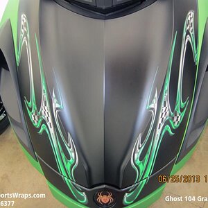 Notice the detail in this 3D design Ghost 104 Green. Let us custom design a look just for your Spyder. Email: pete@powersportswraps.com
