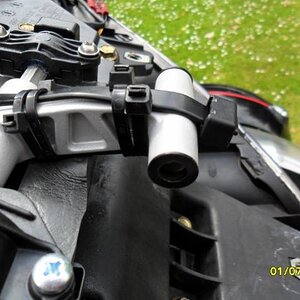 Another Side view of all Zip ties used for the middle bracket 
Note - Foam rubber used below the the middle bracket for it to rest on when in the down