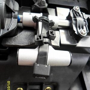 Top view of al zip ties used 
Note - This was before I placed the Windshield securing zip ties below the bracket to ensure they don't hit the Windshie