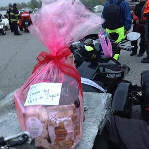 Seth's lovely gift basket that Doc set him up to win...from Girls on Spyders!