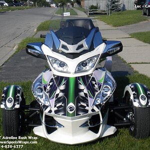 RT Adrenaline Rush RT wrap kit- We created this kit for our customer Luc. It covers various panels on the Spyder RT. Each piece is pre-cut to fit with