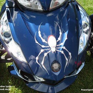 White Bellerdine Shape cut Spider decal for Spyder RT, RS, GS, RSS, ST models. To order: Email: pete@powersportswraps.com