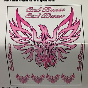 Phoenix Pink / White no available for your Spyder.  To Order your Kit call: 814-838-6377 Email: pete@powersportswraps.com
