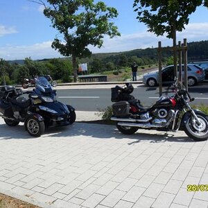 My Spyder and my friends bike parked nr the Sorpe Dam