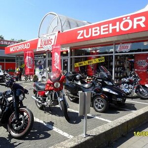 Outside a Motorcycle Accessories Shop in Germany