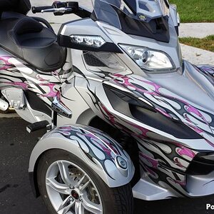 Dueling Pink Tribal flames 3D graphics kit. Yes, this is a vinyl graphic and not paint.  We created this custom over sized  kit for the RT.  Make your