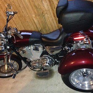 My current '08 Harley Sportster with Frankenstein Trike kit installed.