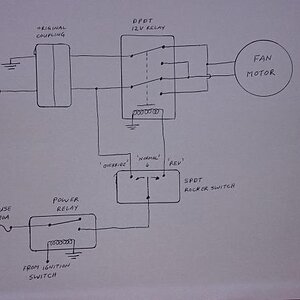 Wiring diagram for cooling fan reversal & override