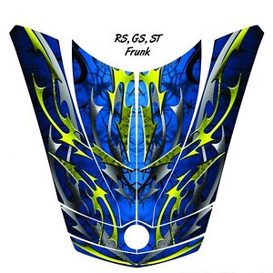 Dragons Tale Blue trees Gray Yellow: We can also provide you with just the front trunk wrap if you like.  Call for details.
