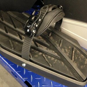BRP floorboards from an STS. we used snowboard bindings to secure my feet.