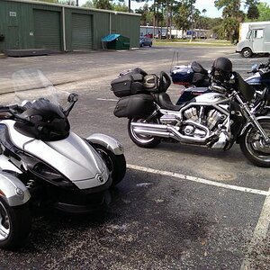 Daytona Bike Week - 2014 with my Father's V-Rod in background.