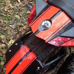 Cut fender an painted racing stripes