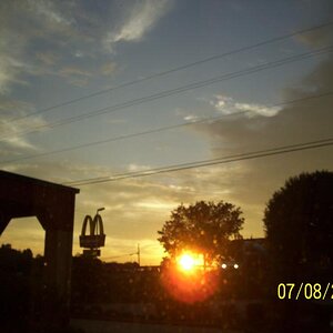 Sunrise through hotel window, Bulls Gap, TN.