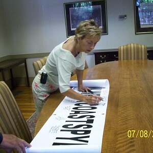 Dragonheart signs the banner in Abingdon, VA.