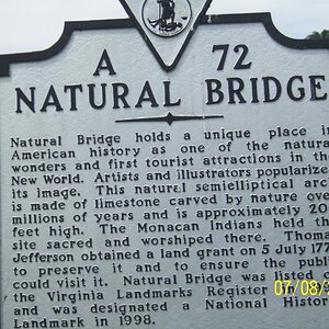Around Glasgow, VA off I-81; Natural Bridge site http://www.naturalbridgeva.com/bridge.html