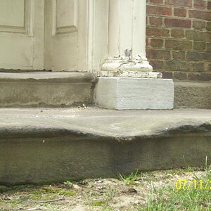 Concrete steps worn from footsteps.  Phili, PA