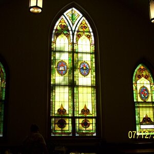 Stained glass windows.