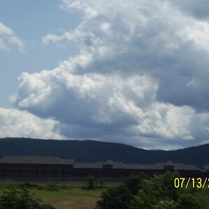 Clouds over a detention center in New York.