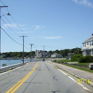 Running after Roaddog into Newport, RI.