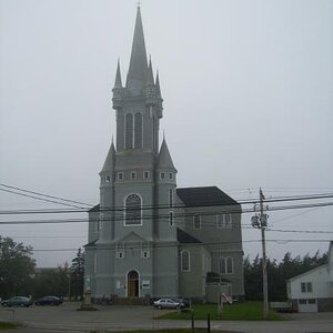 Eglise Sainte-Marie church in Church Point, NS. Hard to miss as it stands 185 feet high. Known as the largest wooden church in North America. http://e