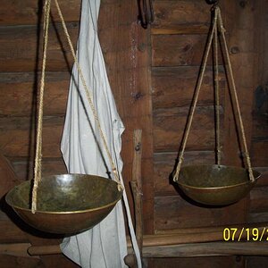 Scales for weighing ingredients in the kitchen/bakery.
