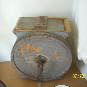 Butter churn; real cool. I always thought a butter churn where those upright ones with plungers, still stuff to learn.