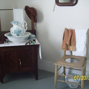 Chamber pot and lavatory. Had cool curling iron and crimpers and such.