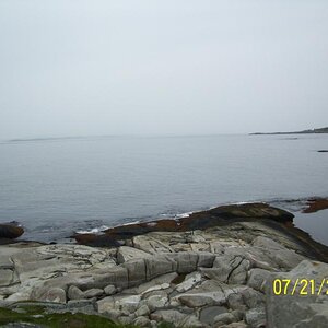 Water, sky and rock.