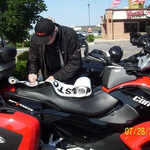Director signing banner.  Ft. Erie, Ontario