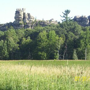 Random rock formation I-90 leaving the Wisconsin Dells area.