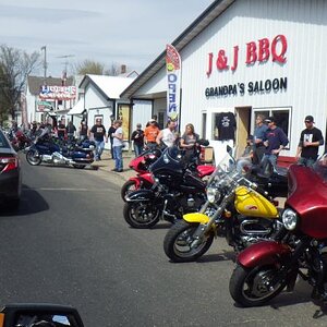 50th anniversary of the "Flood Run" - an estimated 30,000 motorcycles participated along the Mississippi River Road from Lakeland, MN towards the sout