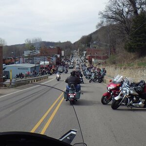 50th anniversary of the "Flood Run" - an estimated 30,000 motorcycles participated along the Mississippi River Road from Lakeland, MN towards the sout