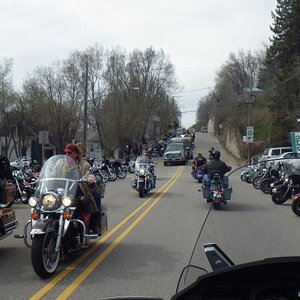 50th anniversary of the "Flood Run" - an estimated 30,000 motorcycles participated along the Mississippi River Road from Lakeland, MN towards the sout