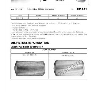 New Oil Filter Information a Page 1