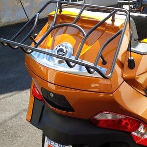 Rear luggage rack from Cruiser Customizing. Com  Was purchased as chrome, had to powder coat it black