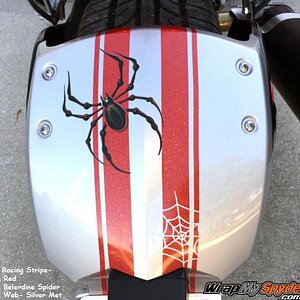 GT Racing Stripe Rear fender UM Red with Bellerdine Spider and small web decal.