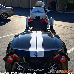 RT622 GT racing stripes in Pearl White to tie in the bike color with the trailer