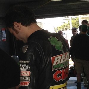 An Irish team member in their pit