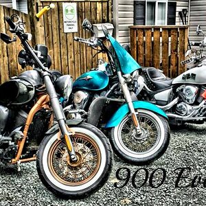 The "Evolution of the 900." All these are Kawasaki Vulcans in various stages of customization. From l to r - 06, 07 & 09.