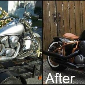 KaBob before & after. The silver bike was a second hand bike purchased as a "donor cycle" to repair my machine after my accident in 2012. The remainde