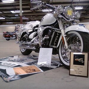 Cicely show. Here is my 2007 Kawasaki Vulcan at the show. The seat was a custom built solo seat to match the bike.