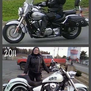 Cicely before & after. This is my 07 which I designed from stock. The tins were painted a pearl white with decals of our family pictures laid on the p