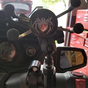 spider decal/ clamp style ram mount for GPS  before I moved it to the backside of handlebars