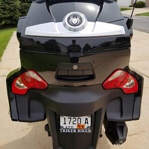 back shot of my custom  license plate bracket and spyder hold down bolts