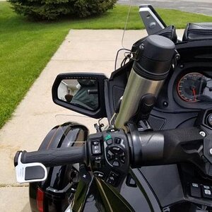 shot of led strip for blinkers on mirrors and drink holder ram mount and location