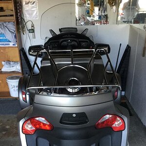 New show chrome rear rack. June 2016, 12 months on the road and 30,000 km.