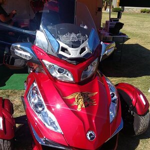 Artwork and windscreen etching done at rally grounds.