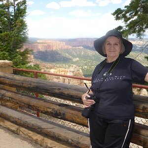 P1030951 Cynthia at the Overlook at the end of Bryce
