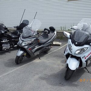 The bikes out for a ride with dad on my Burg 400, Bro on my Burg 650, and me on the Wing