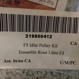F3 Idler Pulley Kit
Manufacturer's label